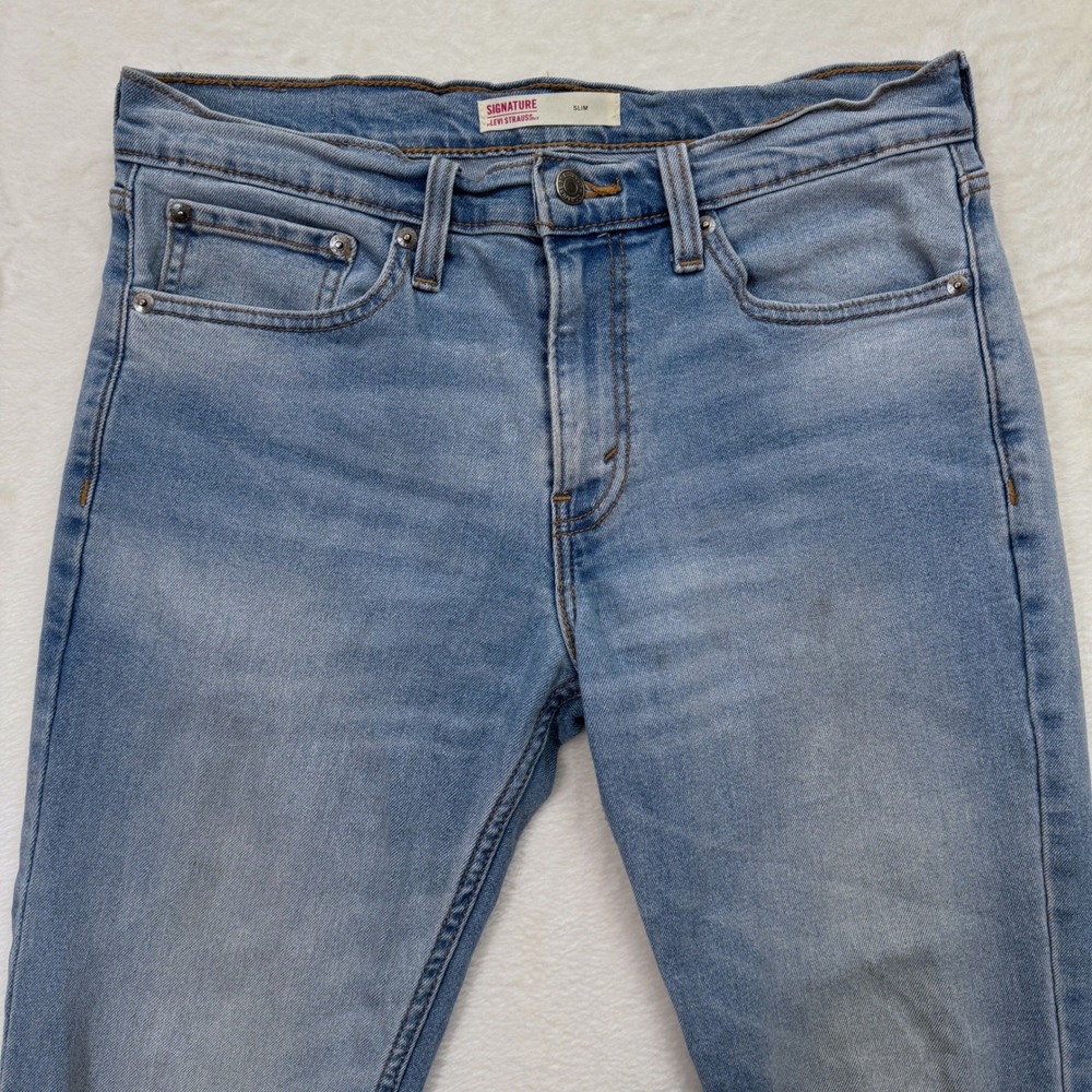 Signature by Levi Strauss Mens W32 L30 Light Wash Slim Fit Jeans - Picture 2 of 14